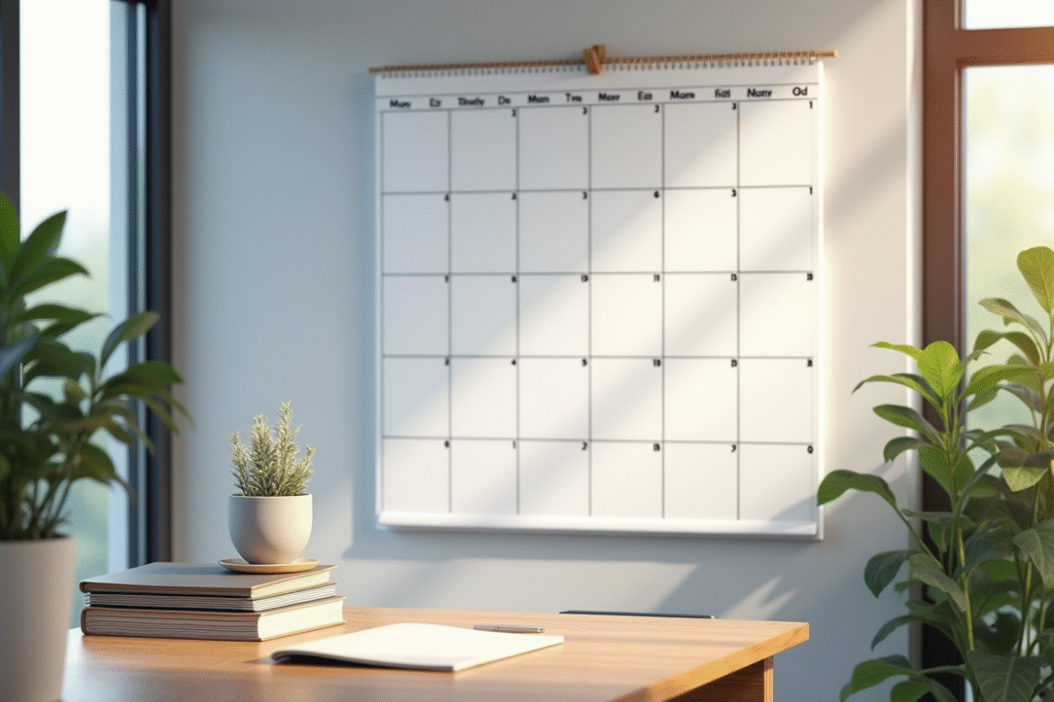 Bureau moderne avec calendrier et planner lumineux