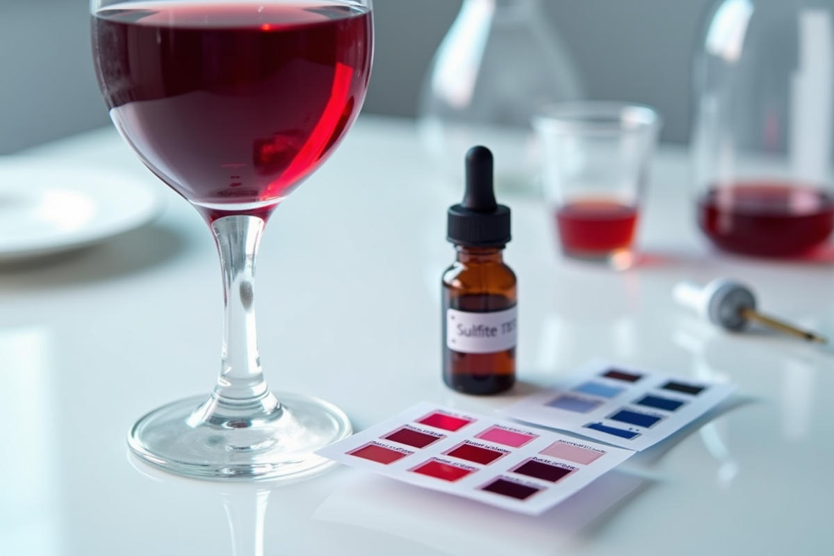 Preuve de test de sulfites dans le vin avec echantillons en laboratoire
