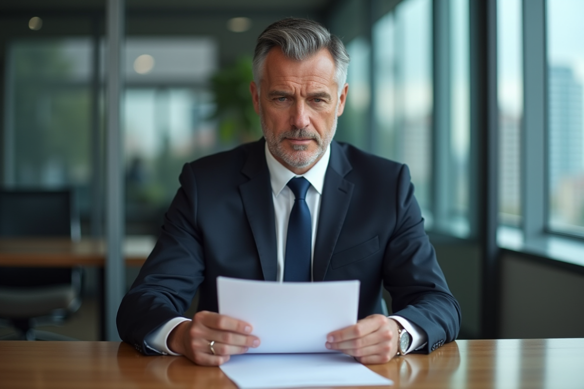 Homme d'affaires en costume dans un bureau moderne