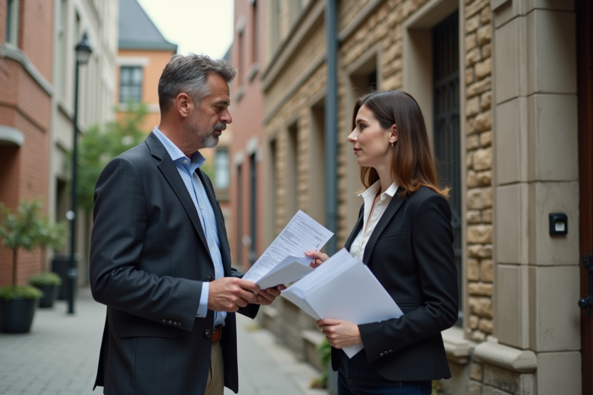 Homme d'âge moyen avec estimations urbaines