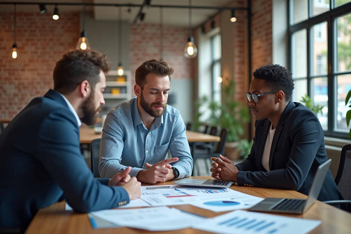 Equipe de professionnels en réunion de brainstorming