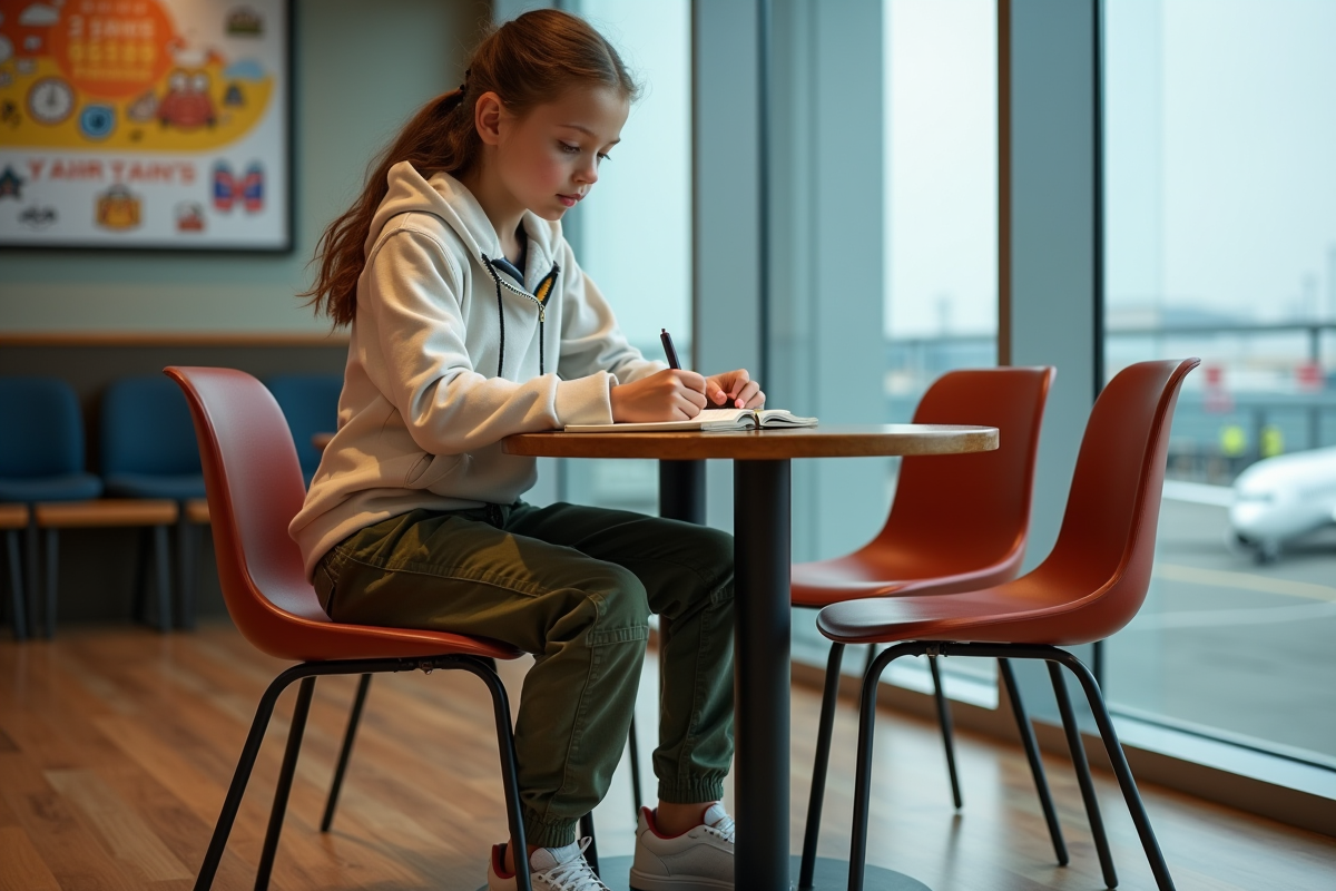 Fille de 13 ans écrivant dans un carnet à l