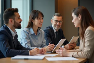 Groupe de professionnels en réunion d'affaires