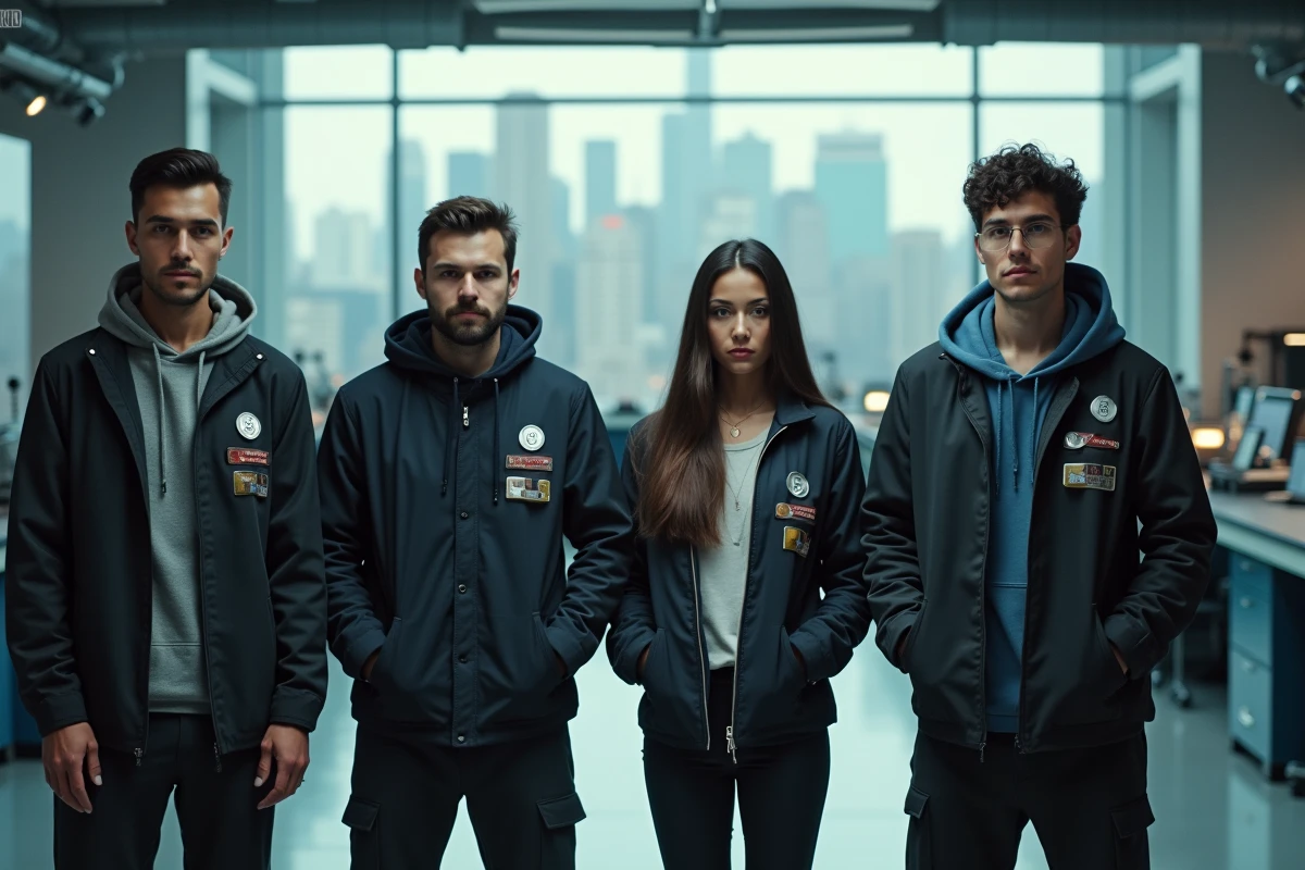 Groupe d adultes dans un laboratoire moderne en ville