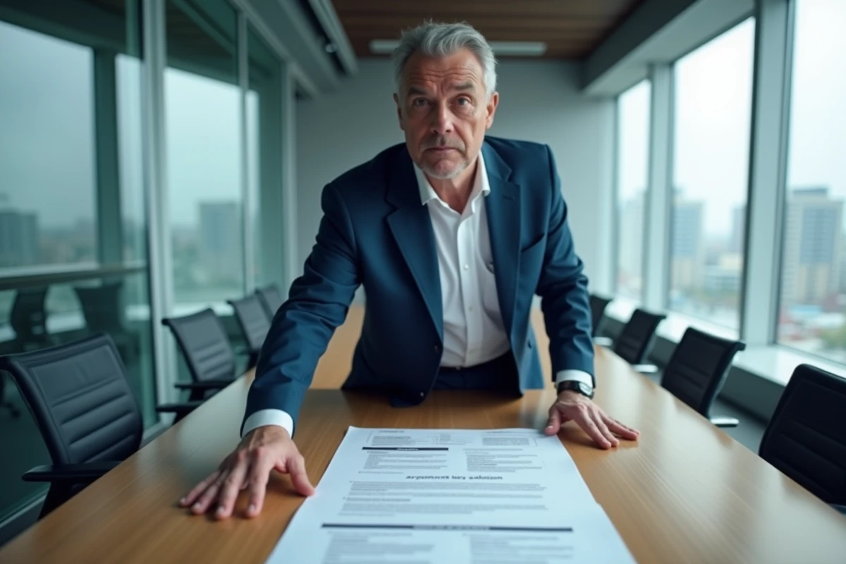 Consultant juridique présentant des documents sur les risques légaux liés aux faux abonnés TikTok pour les entreprises et marques