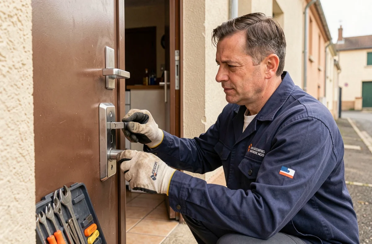 Serrurier de Côté Clé intervenant sur une serrure résidentielle à Saint-Étienne