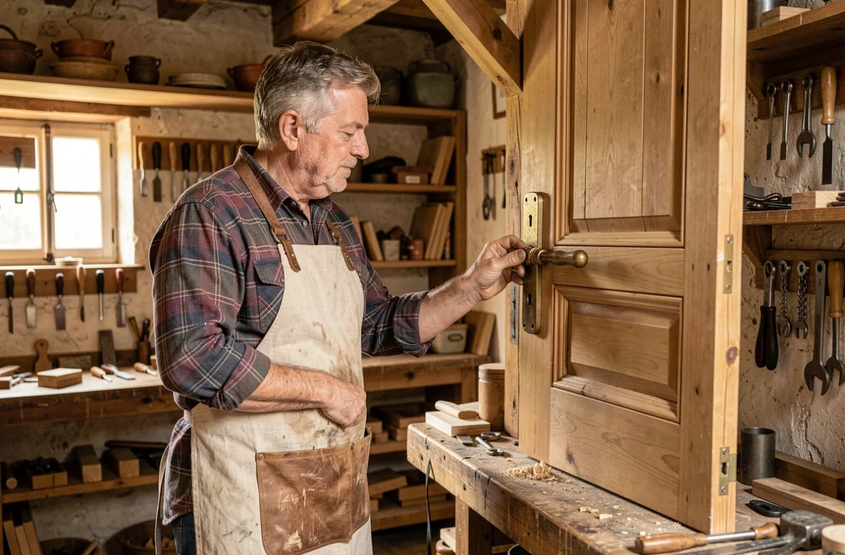Artisan serrurier et menuisier de Phil'Bois Création dans son atelier traditionnel à Commentry